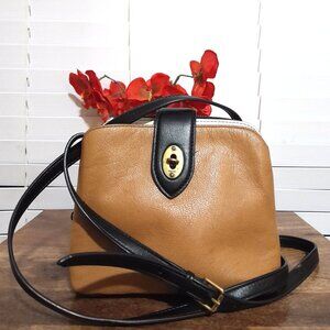 Fossil Camel Color Brown Leather Crossbody Shoulder Bag Boho Style